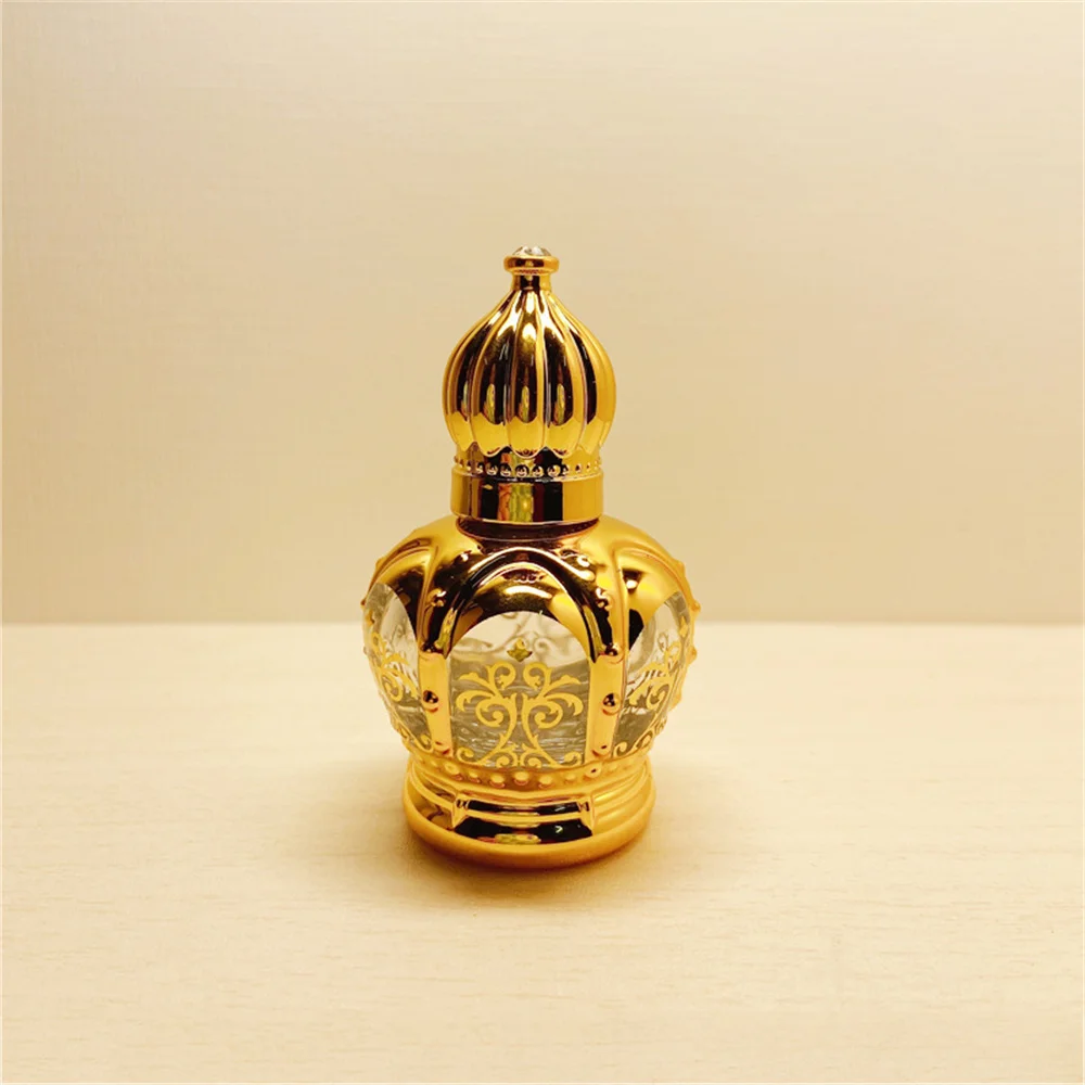 15ml רול על בקבוק זכוכית מיני שמן אתרי מיכל נייד מיזוג בקבוק הבושם כתר הזהב 