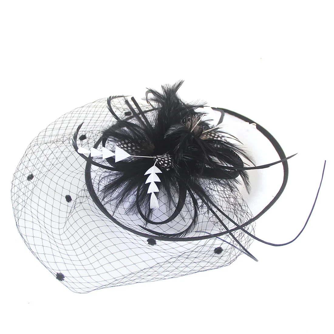 ליידי פרח Fascinator כובע, נשים נוצות רשת לשיער עם קליפ, כלה, חתונה, קוקטייל מסיבת התה הכובעים - 5
