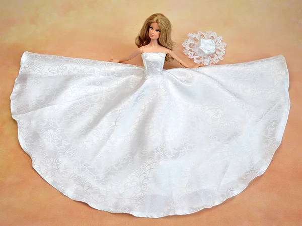 לבן מחוץ כתף שמלת החתונה בובת בגדים עבור ברבי הבובה חליפות ערב, שמלות צד על 1/6 BJD בובות צעצועים לילדים - 5