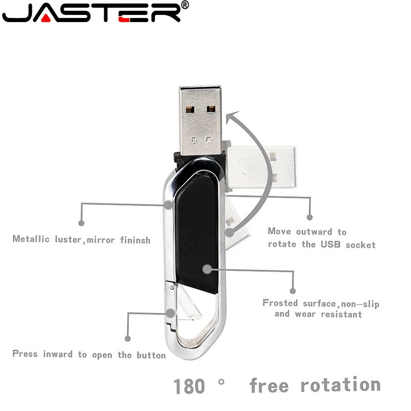 ג ' סטר כונני הבזק מסוג USB צבע עור Carabiner 128GB כחול 64GB שחור 32GB ירוק 16GB זיכרון נייד מקל 2.0 Mini USB - 5