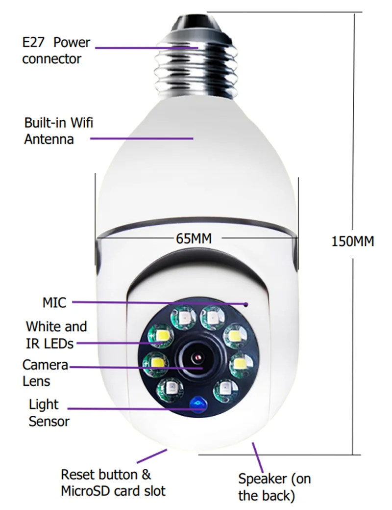 5G Wifi הנורה E27 מצלמות אבטחה לראיית לילה אלחוטיות בבית מצלמה 2MP מצלמות במעגל סגור, וידאו הגנת אבטחה מצלמה Wifi ip הצג - 5