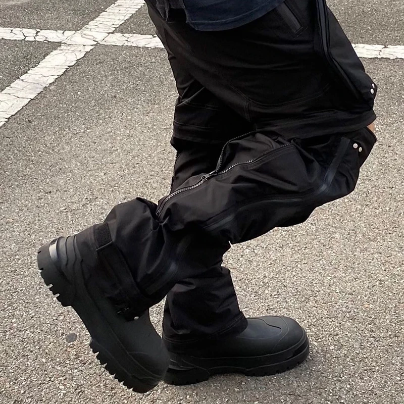 Harajuku תעשייה כבדה פונקציונלי מטען מכנסיים Oversize Zip הצד של הגברים רב תכליתי חופשי מזדמן רצועת מטען מכנסיים היפ הופ - 5