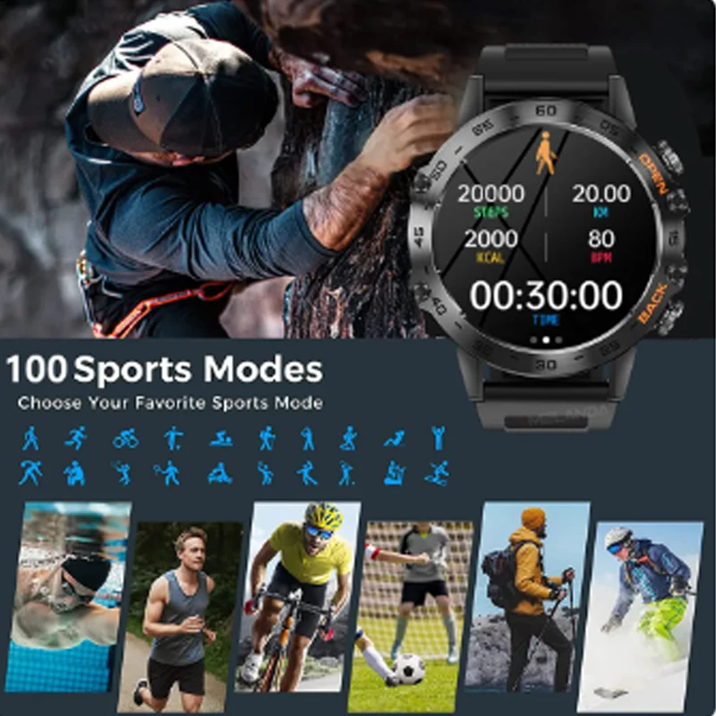 עבור Samsung Galaxy A90 5G/SM-A908/A9080 Meizu E3 1.39 אינץ מסך גדול שעון חכם גברים, נשים, 2023Health שעוני יד Smartwatch - 5
