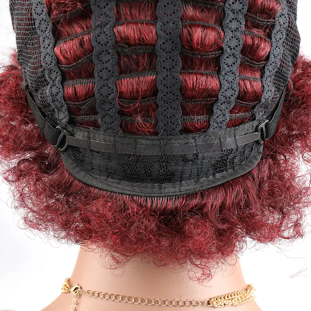 ברי אפרו מסולסל פאות עבור נשים שחורות 8 אינץ ' שחור גדול מתנפח רך טבעי פיות לחתוך אדם שיער פאה יומי המפלגה Cosplay - 5