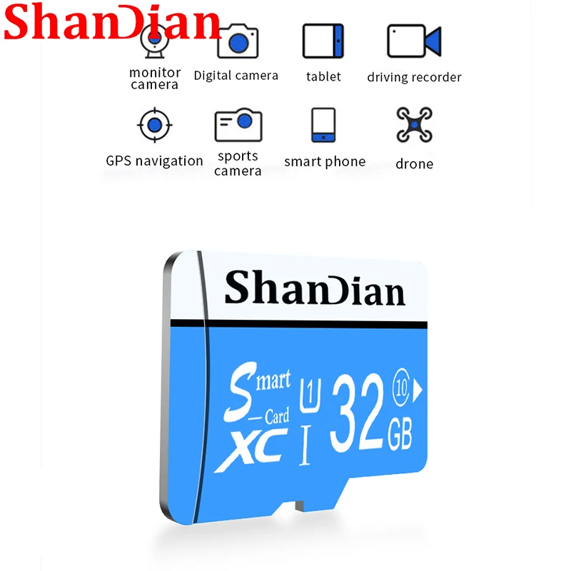 ShanDian חם מכירה חכם כרטיס זיכרון SD 64GB 32GB 16GB 8GB Class10 כרטיס TF Smartsd עט כונן זיכרון פלאש בדיסק במהירות גבוהה - 5