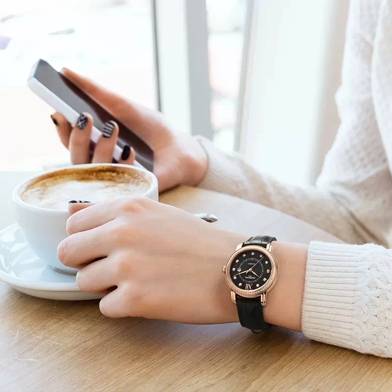 קרנבל אופנה חדשה זירקון חיוג אוטומטי מכאני שעון נשים מזדמן לצפות Relojes Mujer נשים שעוני יד שמלת ילדה השעון - 5
