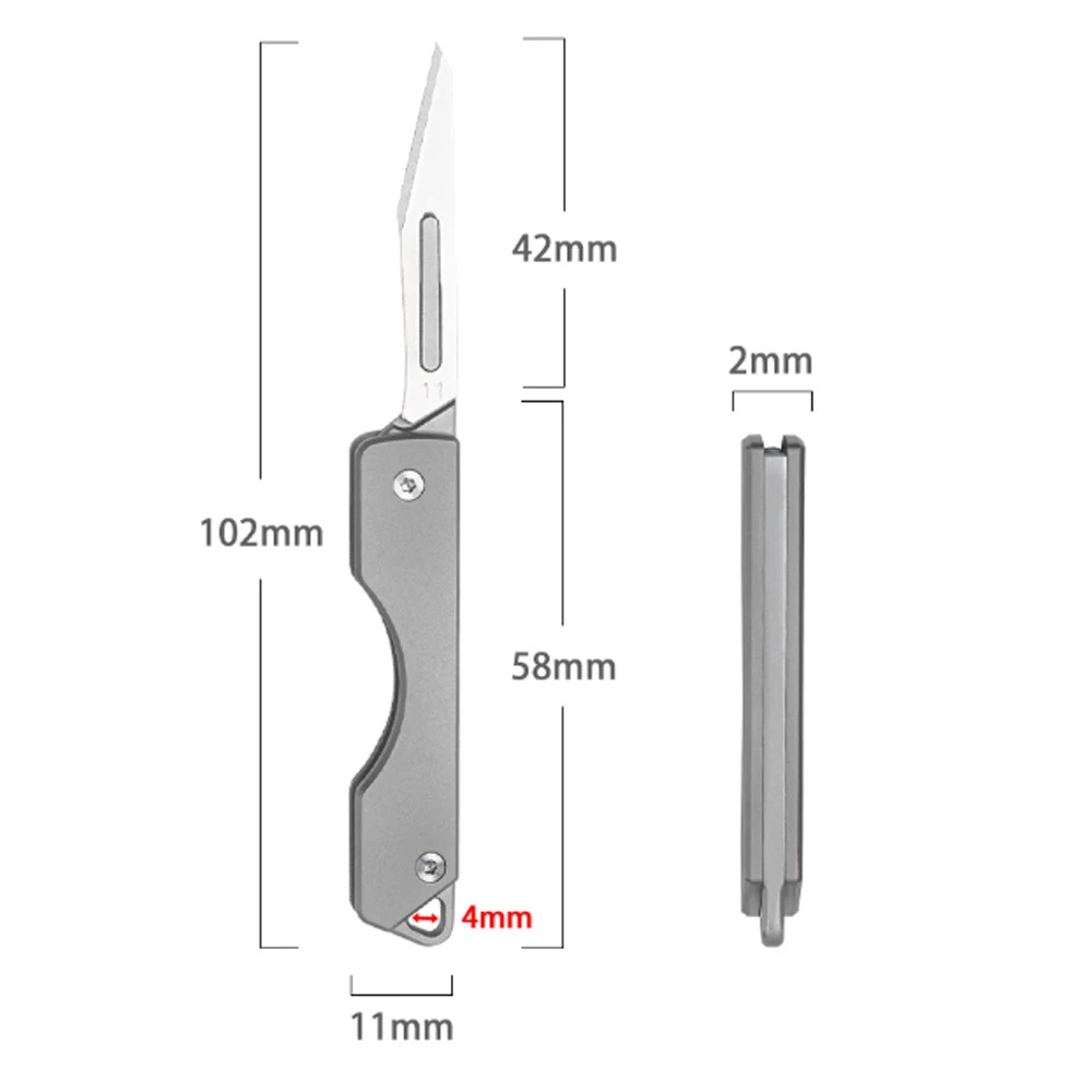 חדש סגסוגת טיטניום אזמל סכין מתקפלת סכין בכיס מס ' 11 כירורגית להב חד, סכין חיתוך מפתח סכין נייד קטן כלי - 5
