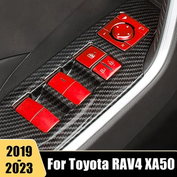 אביזרי רכב עבור טויוטה RAV4 XA50 2019-2021 2022 2023 היברידית חלון זכוכית להרים את הכפתור מדבקות לנעול את הדלת לפתוח את הכיסוי Trims