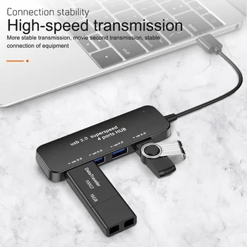 אולטרה דק 4 יציאות USB 3.0 Hub עם מהירות גבוהה מחוון אור רכזת USB מתאים רב המכשיר מחשבים מחשבים ניידים מתאמי