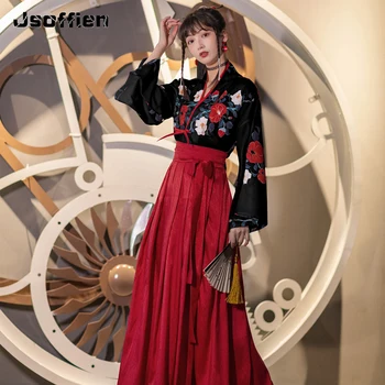 אופנה מסורתית Hanfu שמלה סינית עממית Dancewear אישה קימונו יפני סמוראי תחפושת מזרחי סייף Cosplay בגדים