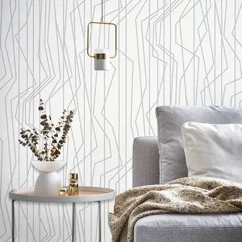 אופנה שמנת-לבן עקומת פס טפט 3d קו מודרני מינימליסטי חדר מגורים חדר שינה טלוויזיה רקע קיר בעיצוב קיר נייר