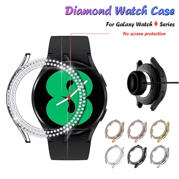 אופנה שתי שורות יהלומים מגן מקרה עבור סמסונג גלקסי השעון 4 40mm 44mm לכסות פעיל 2 נשים PC פגוש מסגרת קלת משקל