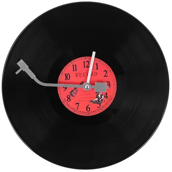 אירופאי רטרו נוסטלגי אולטרה-שקט שעון התקליט ויניל אישיות שעון קיר בית הקפה בר שעון קיר דקורטיבי