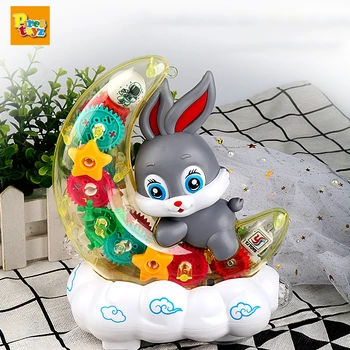 אלקטרונית הארנב שקוף ציוד ירח ארנב מכונית צעצוע של ילדים אינטראקטיביים למשחק חינוכי זוחל צעצועים לתינוק