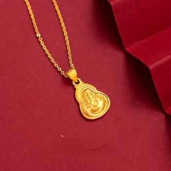 אמיתי 999 צבע זהב מאיטריה שרשרת תליון לגברים נשים המזל זהב מצופה שרשרת שרשרת תכשיטים בסדר מסיבת חתונה, מתנה
