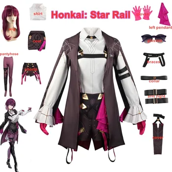 אנימה Honkai כוכב רכבת Cosplay המשחק קפקא תחפושת רקמה גרסה סט מלא השמלה הפאה החליפה לשחק תפקיד התלבושת לוליטה