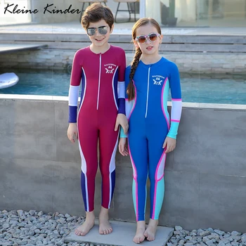 בגד ים לילדים UPF50 הגנת UV שרוולים ארוכים הילדים חליפת הצלילה בנות בני נוער בנים חליפות גלישה לילדים בגדי ים