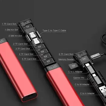 בודי Multi-פונקציה חכמה מתאם כרטיס אחסון נתונים מקרה תיבת אחסון כבל עבור Xiaomi TF קורא USB Protable רב-כבלים