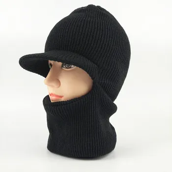 בחורף סרוג כובע גברים חורף כובע עם שוליים המושך את העין הכובע חיצוני לרכב להתחמם אופנה כובע סרוג צעיף מסכת כמוסות