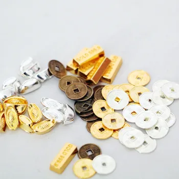בית בובות מיניאטורי דגם Mini זהב דולר האוצר מטיל זהב נחושת מטבע דולר כסוף הבובות אביזרים דגם קישוט