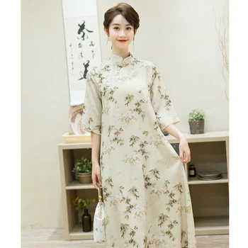 בנות קיץ חדש וינטג ' פרחוני הדפסה Cheongsams 2022 סינית מסורתית בגדי נשים רופף מזדמן Hanfu שמלת החתונה