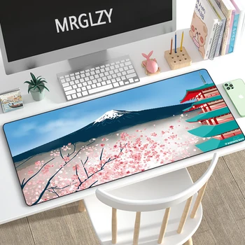 בסגנון יפני אמנות משטח עכבר XL הר פוג ' י גדול השולחן מחצלת 40*90/40*80 עכבר המשחקים משטח גומי מקלדת Mousepad שטיח חחח