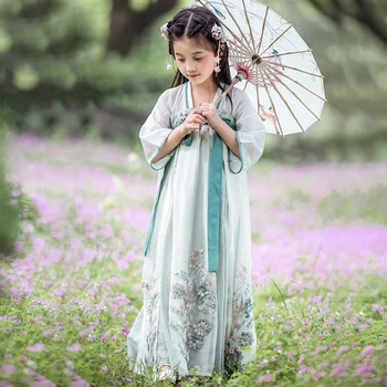 בציר בנות צילום שמלה סינית עתיקה תחפושת Hanfu שמלה אלגנטית רקמה פרחונית שיפוע Vestidos עממי ריקוד ללבוש.