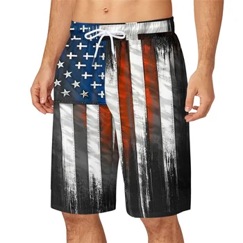 גברים s פטריוטי לשחות מכנסיים קצרים יבש מהירה לחוף לוח גזעי עם כיסים - הדגל האמריקאי עיצוב קיץ כיף, בגד ים