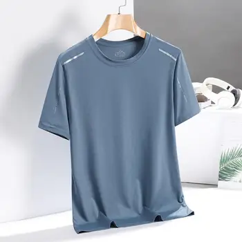 גברים חולצה O-צוואר שרוול קצר אלסטיות גבוה ספורט החולצה מכתב הדפסה פשוטה אימוני קיץ חולצת טריקו מפעיל חולצה 티셔츠