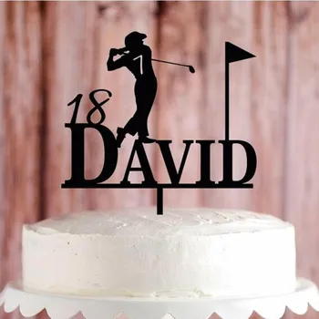 גולף נושא עליונית עוגה,שם מותאם אישית ולאחר גיל עליונית עוגה,עוגת יום הולדת טופר,נושא ספורט קישוט עוגת，המפלגה להתלבש