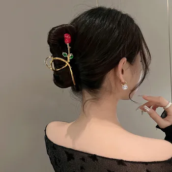 גיאומטריות רוז שיער ציפורניים קוריאנית פרח שיער מלקחיים לתפוס עיצוב שיער, שיער קליפים עבור נשים בנות ורצוף אביזרי שיער 2023
