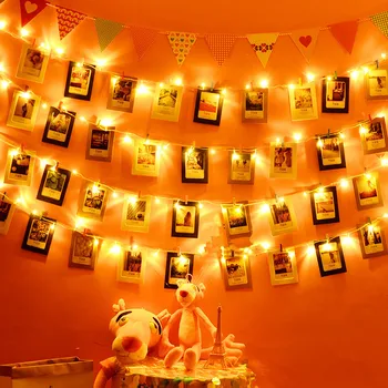 גרלנד השינה מסיבת חתונה קישוט חג המולד מנורת עץ צילום קליפ USB LED פיות אורות LED מחרוזת אור מופעל על סוללה