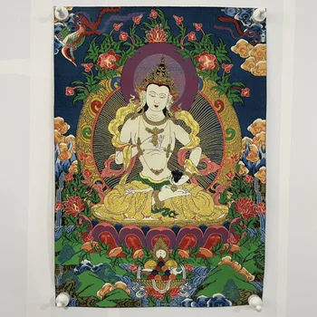 דיוק גבוה Thangka רקמה Guanyin הבודהיסטווה, גודל 50x70cm