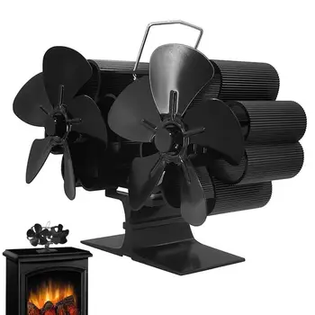 האח מאוורר חום מופעל 10-להב חום אוהד תנור עץ אביזרים אח חימום מאוורר עם הגנה מפני התחממות יתר ו