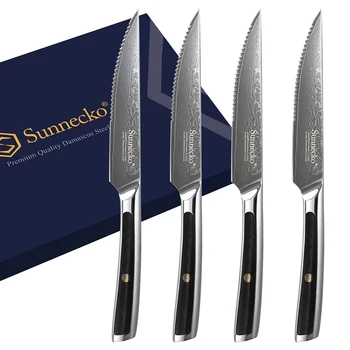 האליטה דמשק סכיני 4Pcs להגדיר VG10 הליבה הלהב לחתוך השירות השולחן בשר סכין מטבח מבצעה סכו 