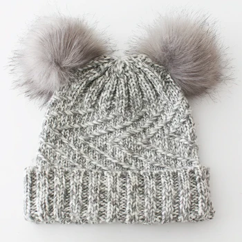 החורף נוח עבה רך ורפוי סרוג כובע גרב סקי רחבים כובע יוניסקס חם כיפת גולגולת עבור ילדה