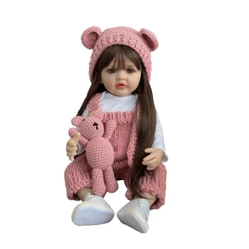 החיים-כמו בובות תינוק 22 אינץ ' החיים האמיתיים פעוטה נראה אמיתי סיליקון גוף מלא עם ארנב צעצוע מתנת יום הולדת.