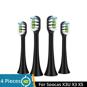 החלפת מברשת ראשים על SOOCAS X3 X5 V1 X3U זיפים רכה 4 חתיכות מברשת שיניים חשמלית דופונט זיפים אטום ארז