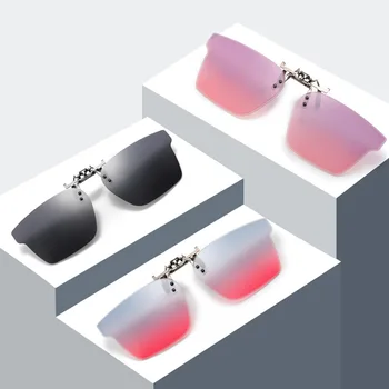 המראה הענקית מקוטב קליפ משקפי שמש נשים גברים ללא שפה נהיגה גוגל להעיף למעלה עדשת המשקפיים לכסות UV400 משקפי שמש