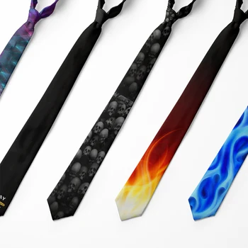העיצוב החדש של האופנה הגברים העניבה 8cm שחור כחול להבה עניבה הדפסת 3D עניבה לגברים יוניסקס סיבתי מסיבת החתונה אביזרים קשרים