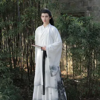 העתיקה מודפס Hanfu החלוק העליון חצאית 3pcs סינית מסורתית Hanfu השמלה לגברים אבירות Cosplay קרנבל תחפושות בתוספת גודל