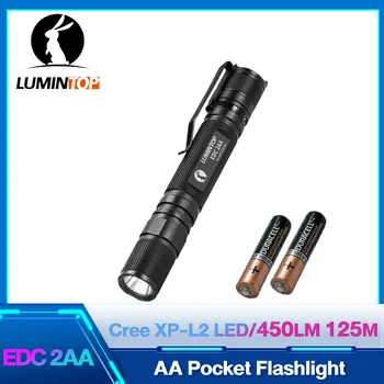 הפנס Linterna פנס LED עמיד למים EDC אור עם זנב מתג 450LM 125M לקמפינג וטיולים חירום Lumintop EDC 2AA
