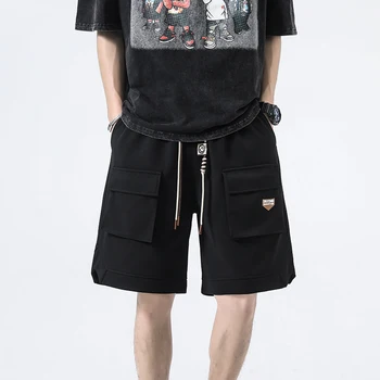 הקיץ של גברים ונשים בעבודה קצרים תכליתי Harajuku אופנה אמריקאי צינור ישרה רופף רב בכיס המכנסיים