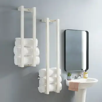 הקיר בשירותים מתלה מגבות, סט של 2, לבן