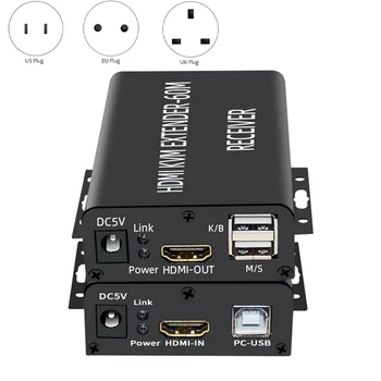 הקמעונאי HDMI תואם-KVM-Extender 60M על Cat5/6 כבל ה-Ethernet 1080P USB Audio Video Converter For PC צג טלוויזיה