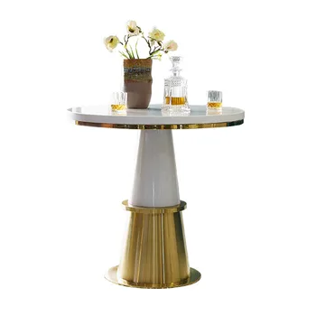 השיש שולחנות קפה ציפוי זהב על נירוסטה תה שולחן ברזל יצוק ריסוס פוסטמודרניזם סגנון