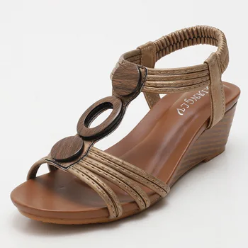 וודג סנדלי נשים פלטפורמת נשים 2022 קיץ מזדמן רך התחתונה אמא נעליים בתוספת גודל רטרו בסגנון רומי נעליים