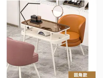 זכוכית מסמר שולחן שולחן אופנה נטו מפורסמים מסמר שולחן כיסא להגדיר אור פשוט יוקרה מסמר חנות מסור שולחן