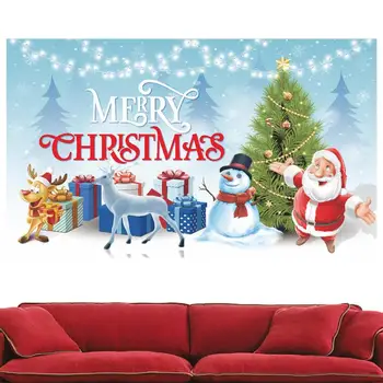 חג שמח באנר סימן שאינו דוהה קיר קישוטי חג המולד 6.06*3.6 ft חג שמח באנר עם שלג עץ דפוס