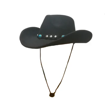 חדש בציר צמר המערבי כובע בוקרים על Womem גברים שוליים רחבים, בוקרת ג ' אז כובע עם עור לגעת כובע סומבררו.
